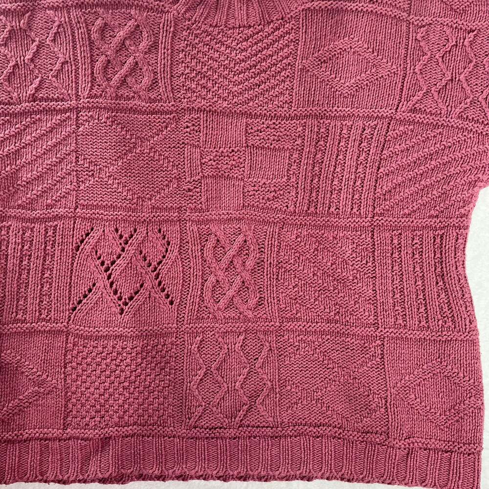 Vintage 90s Express Ramie Patchwork Cable Knit‎ Sweater L Grandpa Academia - Picture 4 of 8